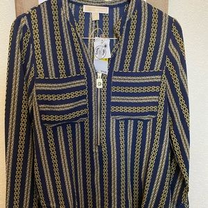 Michael Kors 3/4 front zip Long Sleve Blouse